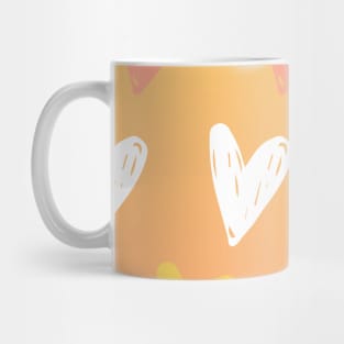 Gradient yellow pink and white hearts covers pattern Mug